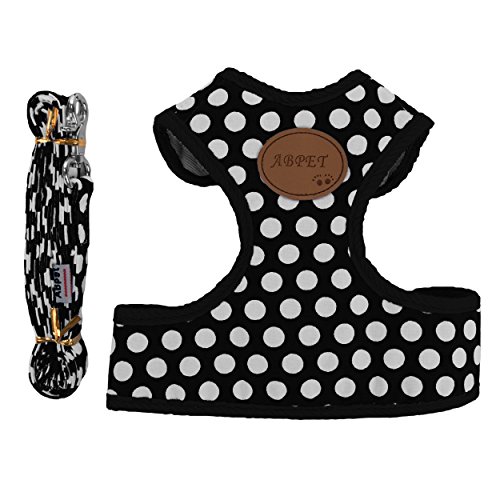 Cuecue Pet Choke Free Harness With Leash, Black/White, Medium #TOP1