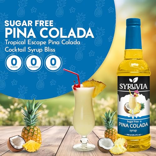 Syruvia Sugar-Free Pina Colada Syrup - 0 Calorie - Premium Flavoring Syrup for Tea, Italian Sodas, Beverages, Desserts, Ice Cream, Cocktails & Mocktails - Kosher, Gluten Free - 25.4 fl oz. - Image 3