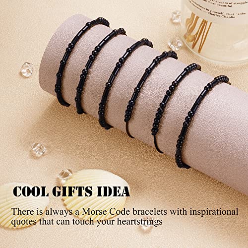 Morse Code Bracelets for Women Inspirational Gifts for Her Adjustable Black Adjustable Braided Men Bracelets Motivational Best Friend Birthday Gifts for Sister Daughter Mom Dad Christmas Jewelry…