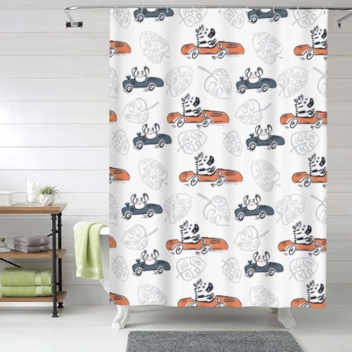 TZTTZT Tenda da doccia in tessuto zebrato, tenda da doccia per bagno, spessa, resistente, impermeabile, graziosa tenda da doccia lavabile in lavatrice, 152 x 183 cm
