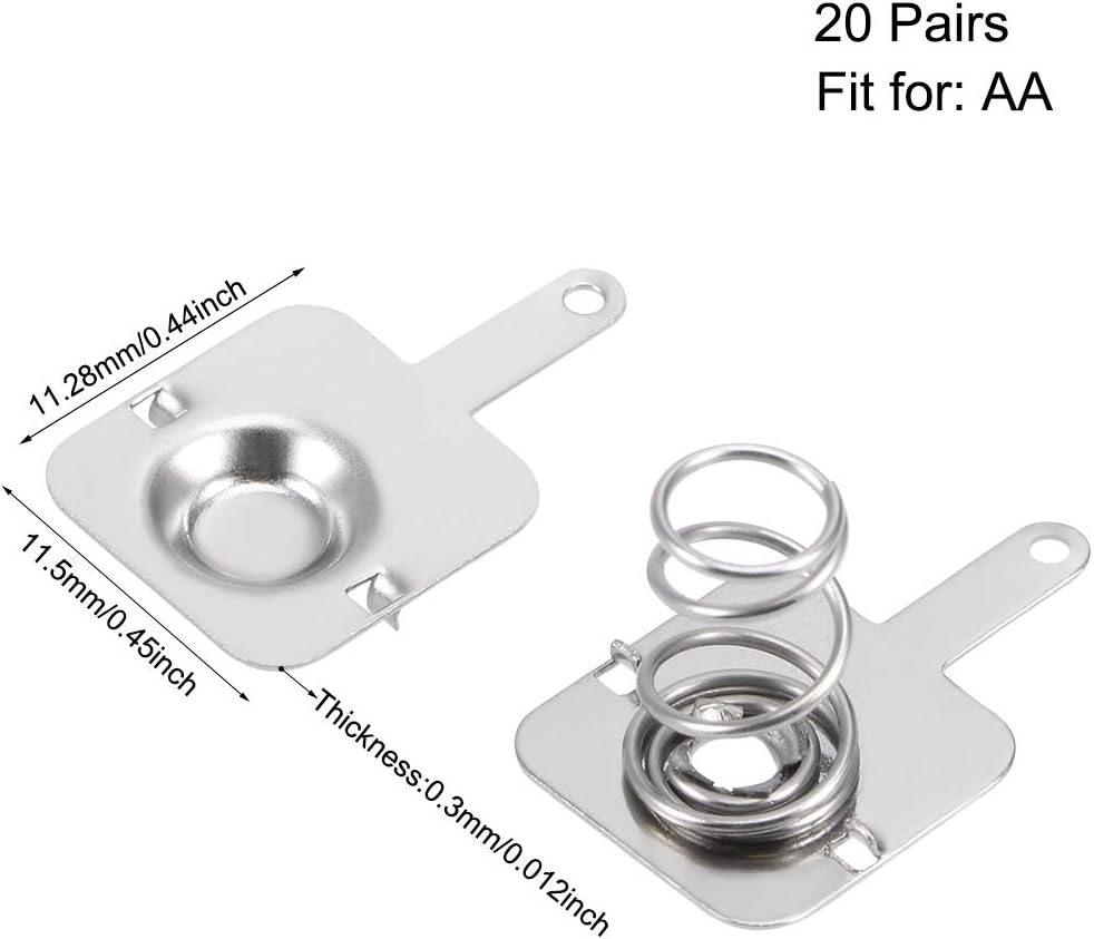 uxcell 20 Pairs AA Battery Positive Negative Conversion Spring Contact Nickeling Plate 11.28mmx11.5mm