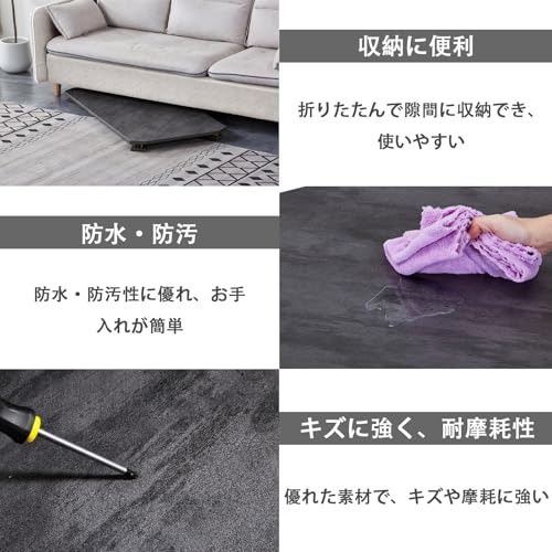 PluieSoleil ローテーブル 幅120cm×奥行60cm 折りたたみテーブル 大きめ 大理石風天板 リビングテーブル 組立不要 グレー [5]