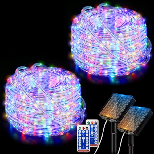 Ollny Solar Rope Lights Outdoor, 2 Pack Total 66FT 200 LED Multicolor by Ollny - Used condition - US$18.01