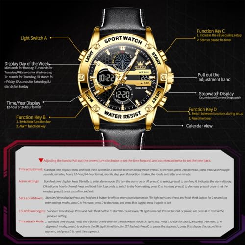 Image of OLEVS Men Watches Fashion Date Gift Chronograph Watch for Men Large Business Digital Calendar Waterproof Mens Wrist Watch