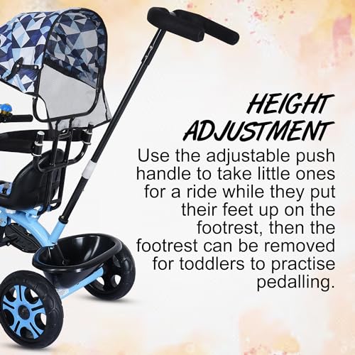 Image of AMARDEEP Baby Tricycle Rhodeo| Bis Approved Baby Tricycle - Safe, Stylish, And Sturdy | Plug And Play Assembly | Supports Up To 30 Kgs | Your Child'S First Adventure On Wheels! (Blue)