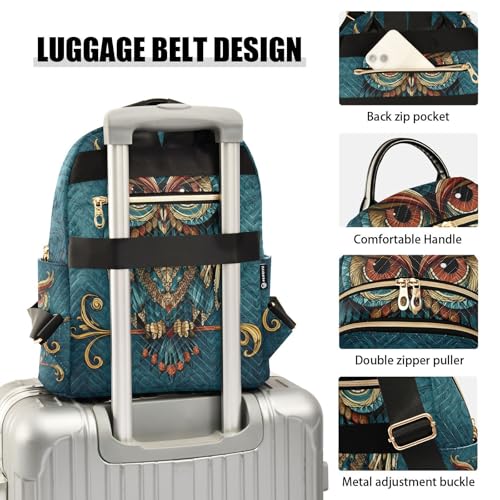 Image of ALAZA Owl Print Boho Ethnic Mini Backpack Purse for Women Travel Bag Fashion Daypack Back Pack Shoulder Bag