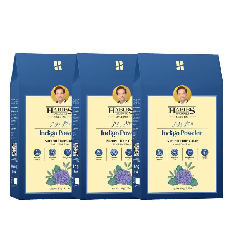 Habibs Orgamatics Indigo Powder for Hair – 100g Natural Hair Color | Chemical Free | Pure & Herbal | Long Lasting Dark Tones | Healthy & Shiny Hair Pack of 3-picture-18