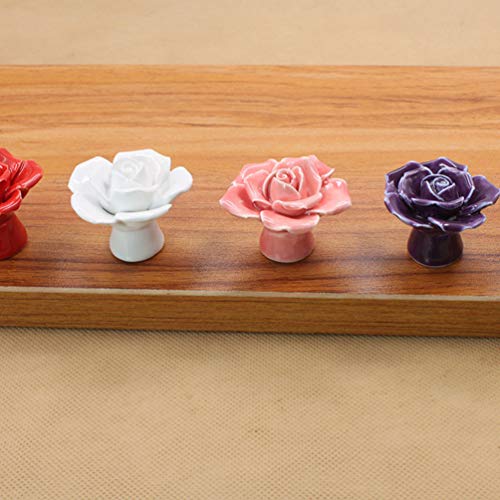DOITOOL 6 Peças de Cerâmica Do Vintage Floral Rose Flor Porta Puxadores de Cerâmica Alças Armário de