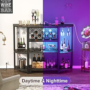 Unikito4tiermetalcoffeebarcabinetwithoutletandledlightfreestandingfloorbartableforliquorwithglassholderandwinerackstoragewinebakersrackforkitchendiningroomgrayoak Urban Country Home Decor Unikito 4 tier metal coffee bar cabinet with outlet and led light freestanding floor bar table for liquor with glass holder and wine rack storage wine bakers rack for kitchen dining room gray oak urban country home decor