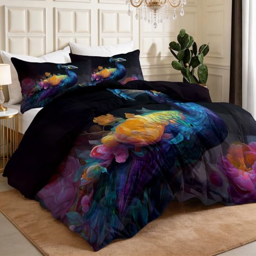 Edredón lavable de microfibra transpirable negro con 2 fundas de almohada de 155 x 220 cm 5