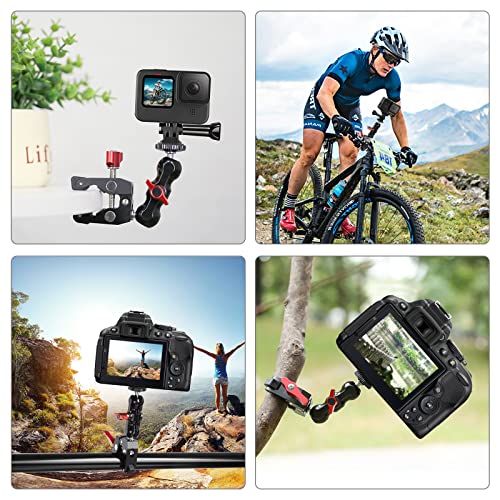 Cofunkool Super Clamp Camera Clamp Mount Magic Arm Double Ballhead Adapter With 1/4"-20 And 3/8"-16 Thread #TOP5