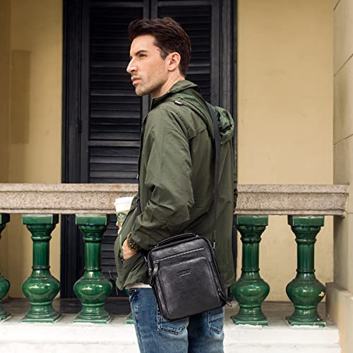 Leather Messenger Bag For Men, Messenger Bag,Genuine Leather Crossbody Bag Shoulder 9.7" iPad Bag College School Travel Handbag2