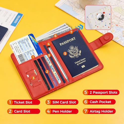 Image of Melsbrinna Rfid Passport Holder for Travel women /Men, Cute Passport Wallet Rfid Blocking Card Slots, Rfid Passport Cover /CaseTravel Wallet, Passport Book Holder (1, apple red a)