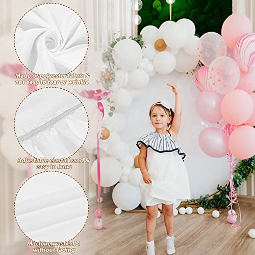 Round Backdrop Cover Polyester Pure Circle Photography Background Round Stand Photo Backdrop Cloth For Birthday Party Decorations (White,7.5 Ft) #TOP2