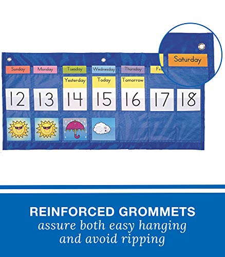 Carson Dellosa 25" x 12.75" Weather and Classroom Calendar Pocket Chart, Visual Schedule of Days of The Week, Dates, and Outdoor Conditions, Circle Time Learning Center and Homeschool Supplies - Image 3
