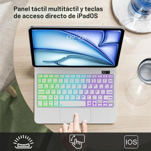 Teclado Bluetooth para iPad Air 11 M4 FOGARI con Touchpad Español Ñ Blanco 5
