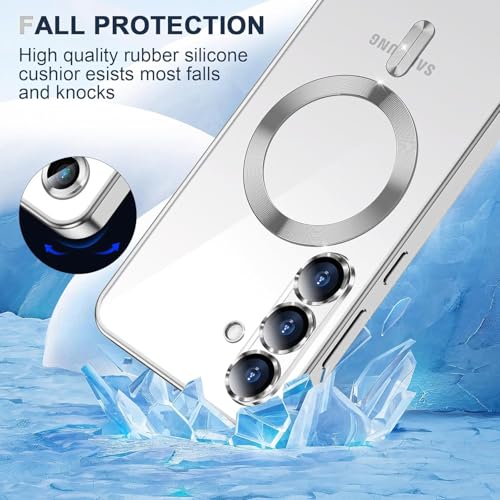 Image of VONZEE Clear Logo Electroplating Transparent Back Case for Samsung Galaxy A56 5G, Magnetic Plating Electroplate TPU Cover, Individual Camera Protection for Each Lens- Grey