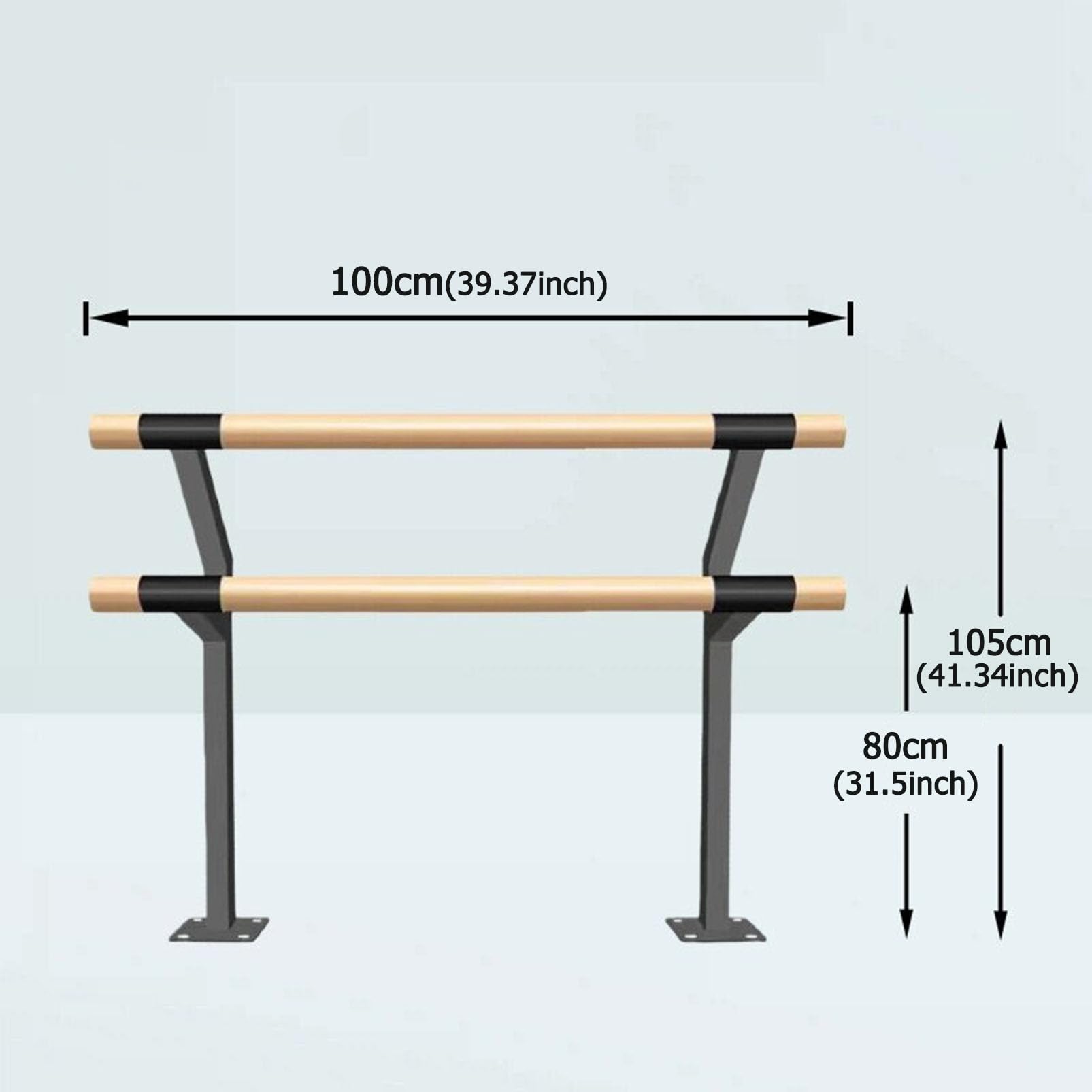 Barre de Ballet montée à Double étage, Barre de Danse en Bois Massif avec Noyau en Acier manganèse, Rail d'étirement Robuste pour l'entraînement de Ballet, Yoga