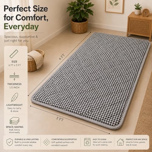 Image of Sleepy Bunny Foldable Mattress for Floor Sleeping | Floor Bed Mattresses | Folding Mattress for Home, Guests & Camping (3 x 6 Ft)
