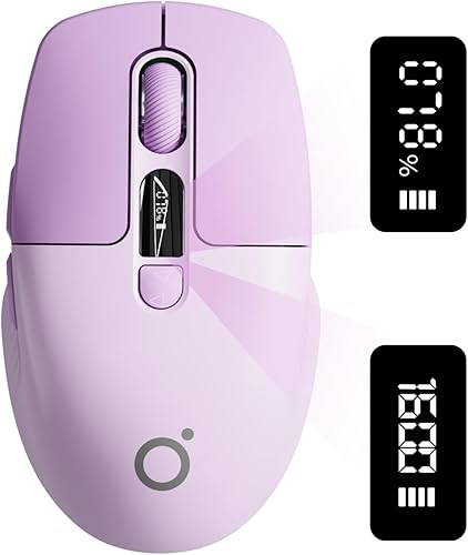 EWEADN Q1 - Ratón inalámbrico, Bluetooth y 2.4G silencioso para computadora con 3 niveles de DPI, batería y pantalla inteligente DPI, 6 botones