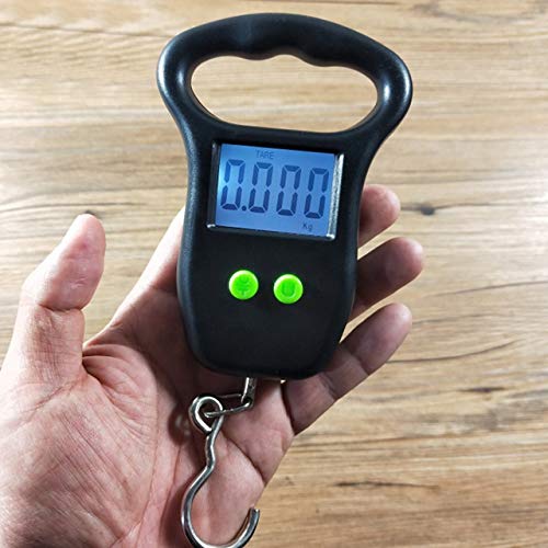 BFFDD Colgando LED electrónica de la Escala Escala de Equipaje Digital con un cómodo Gancho de la manija 110 Libras / 50 kg de Equipaje for la Pesca Steelyard (Color : Black) Cover