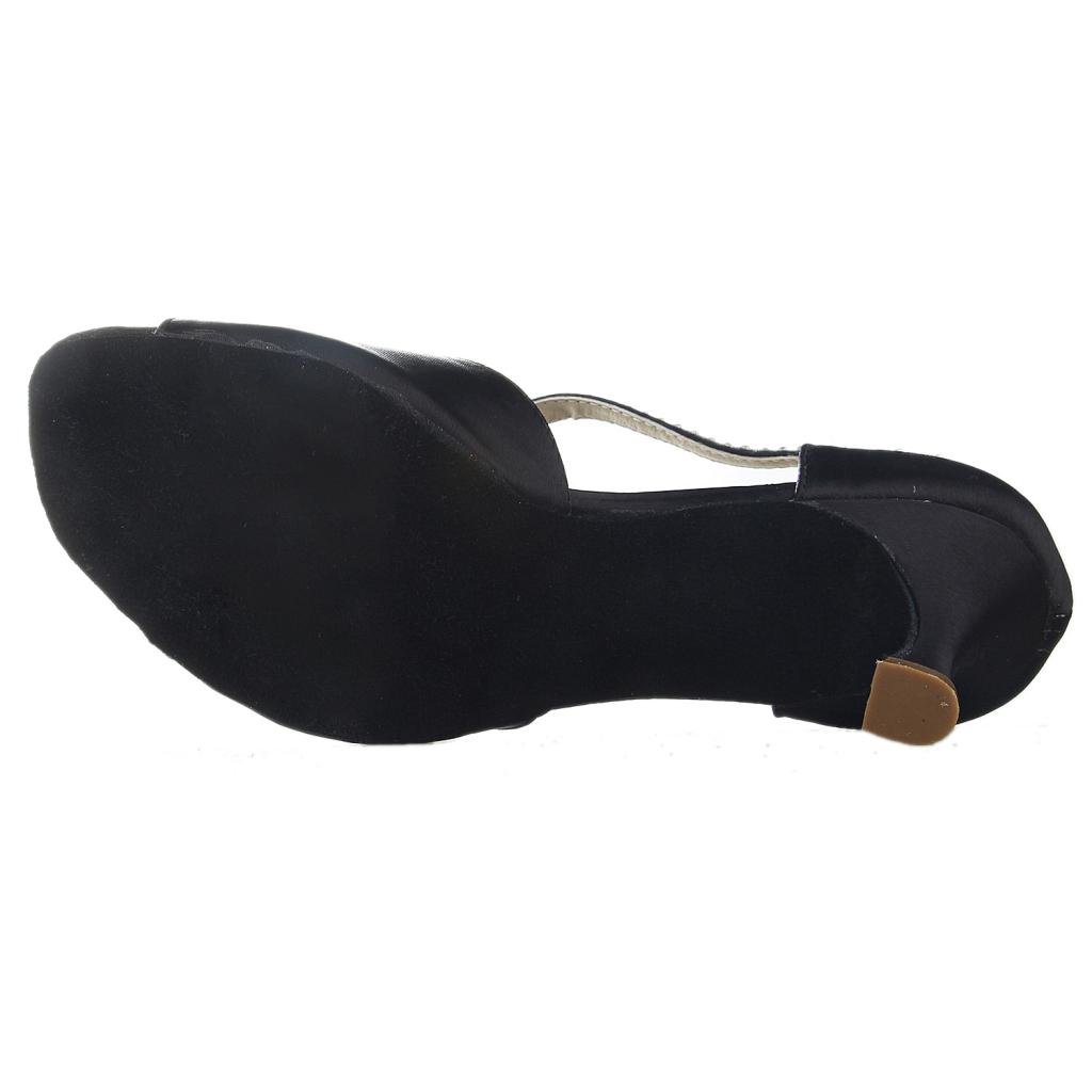 JIA JIA 20520 Sandalias de mujer Tacón acampanado Super Satén Zapatos de baile latino