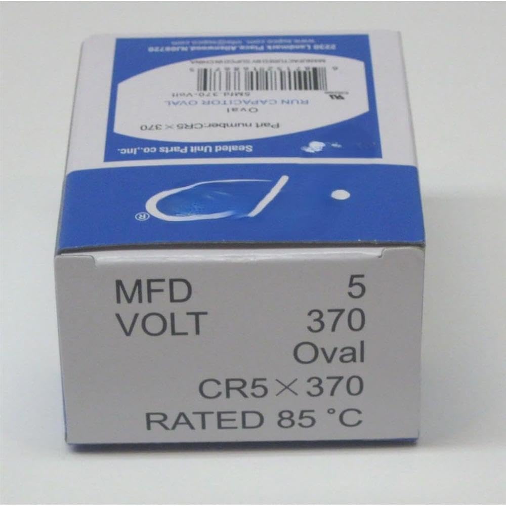 Replacement for Air Conditioning HVAC Oval Fan Motor Run Capacitor 5 MFD 370 Volts compatible with SUPCO.