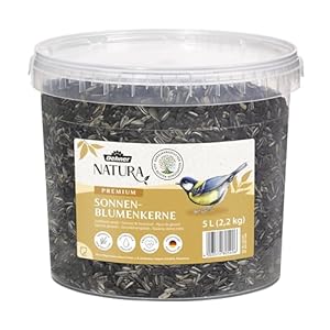 Dehner Natura Premium Wildvogelfutter, Sonnenblumenkerne, Ganzjahresfutter proteinreich / energiereich, hochwertiges Vogelfutter für Wildvögel, 2.2 kg