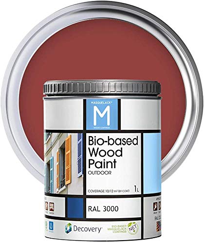 Pintura Para Madera Exterior | Color Rojo | 1 Litro | RAL 3000 | Pintura Para Madera | Pintura Ecológica Para Todo Tipo De Madera | Pintura Madera Exterior Con Un Aspecto De Acabado Semi Mate Cover