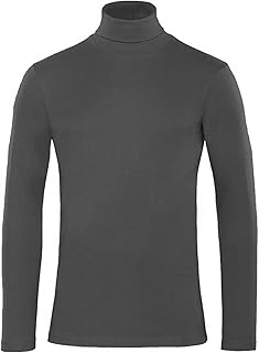 Alfred& Hayle Mens Cotton Turtleneck Jumper, Long Sleeve Plain Roll Neck Pullover Top