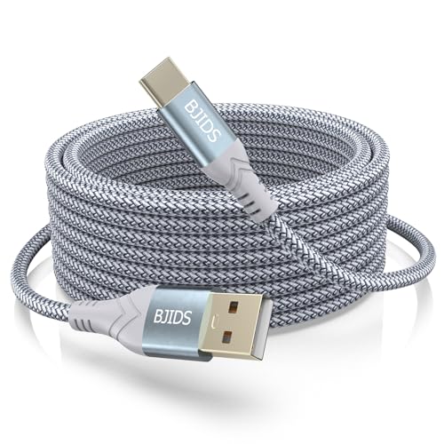 USB C Kabel 4M,USB 2.0 zu USB Typ C Kabel Schnelles Aufladen Nylon geflochtenes Ladekabel Kompatibel mit Samsung Galaxy Note, LG,Moto, Google,Sony,Switch,Kamera und anderen USB-C Ger&auml;ten-Grau