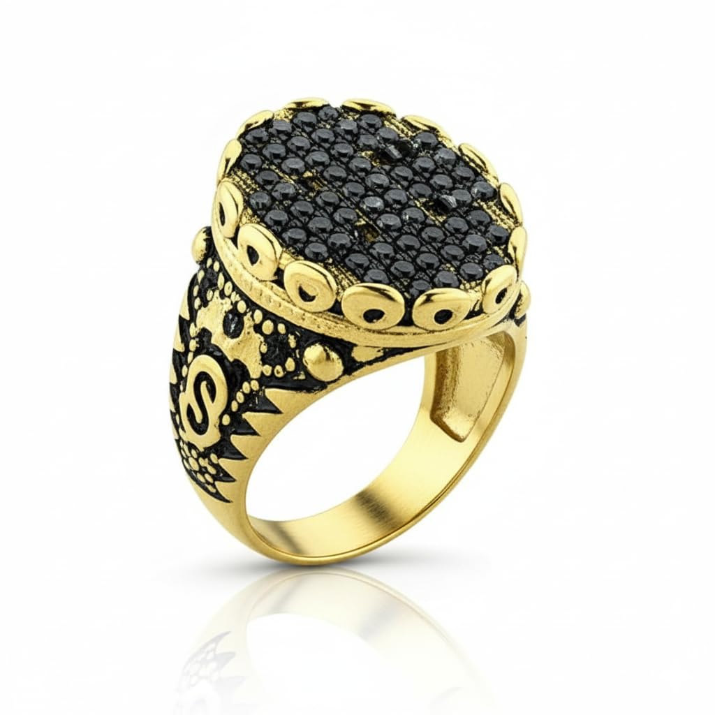 the men thing Royal Series - RAVEN CROWN RING - Pure Stainless Steel Men’s Gold-Plated Ring – Statement Luxury Jewelry (Size : -17-20-22-24-27)-picture-35