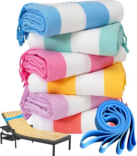 Genovega 6 Packs Oversized Turkish Beach Towels Thin Quick Dry