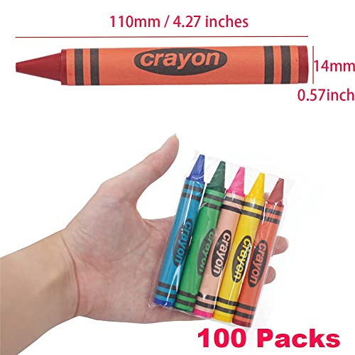 Lucky Art Crayonology 100 Sets of 5 Packs (500 count) Jumbo Size Crayons - Mini Crayon Packs Non-Toxic for Kids Party Favors, School Supplies for Teachers & Travel Crayons