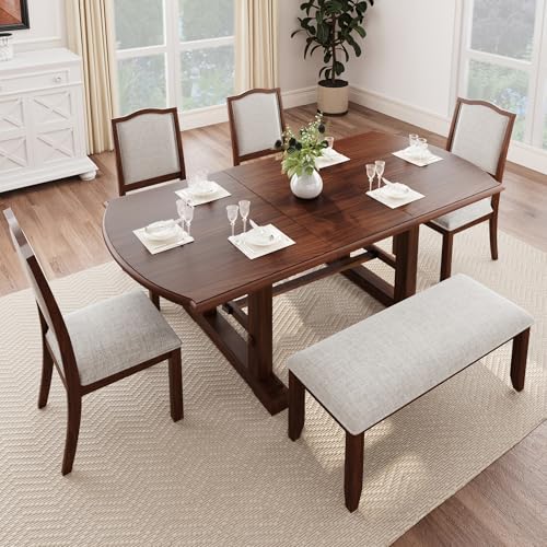 Virubi Extendable Dining Table Set 6-Piece, 60 to 78 Inch