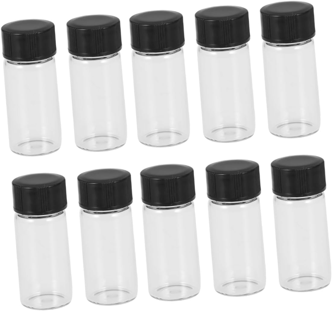 ARTIBETTER 100pcs Transparent Glass Sample Vials with Caps Clear Bottles for Essential Oils Laboratory Use High-pressure Resistant Easy Refill Design
