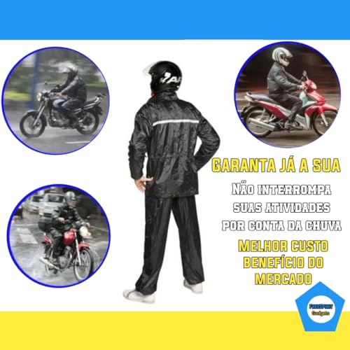 Capa Chuva Pvc Motoqueiro Motoboy C/Capuz Motociclista Bike (M)