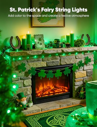 Image of Brightown 12 Pack St. Patrick's Day LED Fairy Lights Battery Operated String Lights Waterproof Silver Wire 7 ft 20 LED Firefly Starry Moon Lights for DIY Wedding Party Bedroom Patio