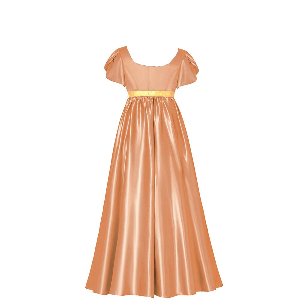 kinstell Robe Regency pour femme années 1800 en satin vintage avec ceinture