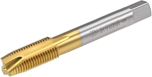 uxcell Tapón de rosca de punta en espiral M14 x 1.5 rosca, roscas de tierra H2 3 flautas, acero de alta velocidad HSS 6542, recubierto de titanio,