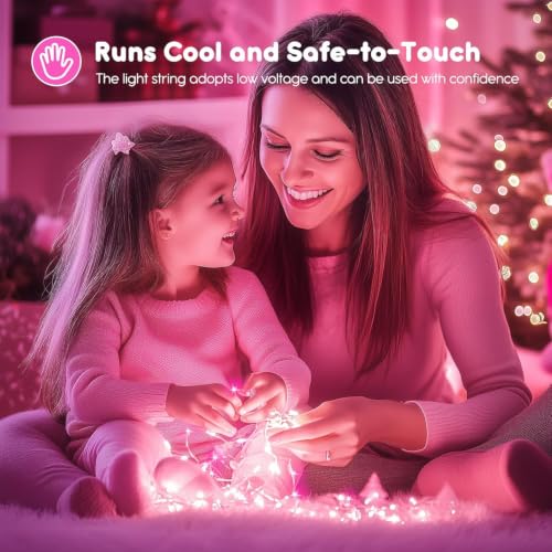 Image of Brightown Valentine's Day 12 Pack Pink Led Fairy Lights Battery Operated String Lights Waterproof Silver Wire 7 Feet 20 Led Firefly Starry Moon Lights for DIY Wedding Party Bedroom