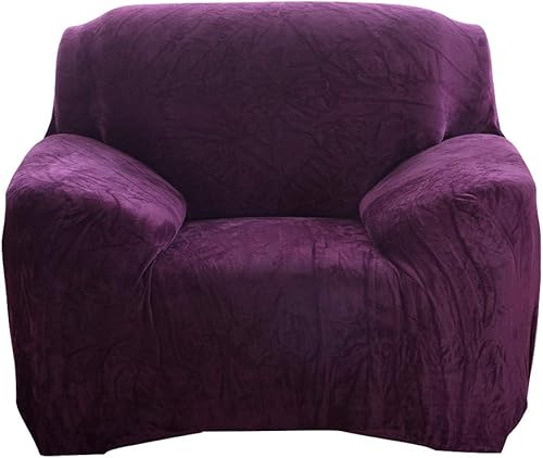 cjc Fundas de terciopelo para sofá, funda elástica de felpa gruesa para sofá de 1, 2, 3, 4 plazas, fundas de sofá para sofá con cojines (morado,