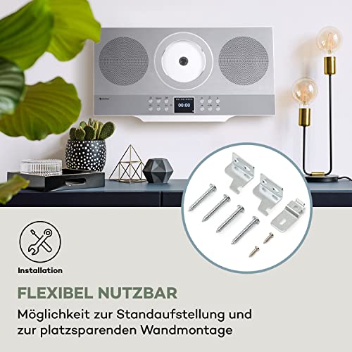 auna Silver Star Swing Vertikal Kompaktanlage - Internet Stereoanlage, DAB+ Radio mit FM-Tuner, CD-Spieler, Bluetooth, MP3, USB-Anschluss, AUX, inkl. Fernbedienung, Silber – Bild 6