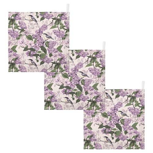 Image of vvfelixl Bloom Lilac Magno Baby Burp Cloths Baby Muslin Washcloths for Boys Girls Cotton Babys Face Towel for Newborn Infants Soft and Absorbent 11.8 X 11.8 in, 5 Pack