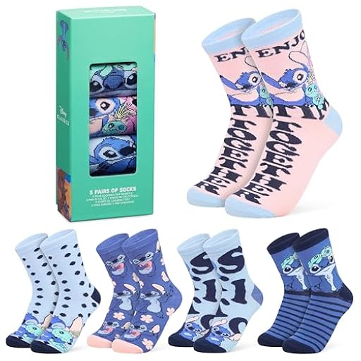 Disney Calcetines Altos talla 35-41, Conjunto Calcetines Divertidos para Mujer Adolescente, Pack de 5 Pares (35/41 EU, Azul/Melocotón Stitch) | Ya disponible en tu tienda friki favorita! En mundofriki.es! Disney Calcetines Altos talla 35-41, Conjunto Calcetines Divertidos para Mujer Adolescente, Pack de 5 Pares (35/41 EU, Azul/Melocotón Stitch) | Ya disponible en tu tienda friki favorita! En mundofriki.es!