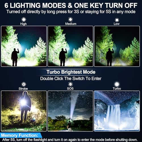 Image of Banral Flashlights High Lumens Rechargeable, Super Bright Long Range Small Powerful Flashlight, 6 Modes LED Tactical Pocket Waterproof Flash Light for Home Emergency (1, Green)