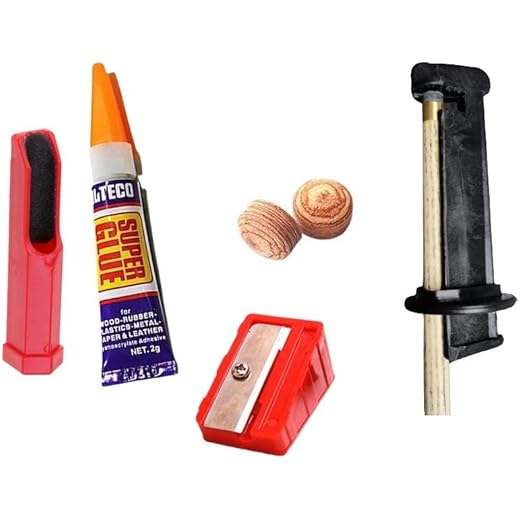 Billiard Snooker and Pool 9mm Seven Layered Leather Cue Tip 2 Pieces + 1 Piece Glue + 1 (Tip Modification Set)