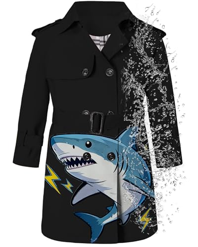 Image of Betusline Boys Waterproof Trench Coat Double Breasted Classic Belted Outwear Jacket Dress Coats