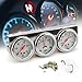2'' 52mm Universal Chorme 12V DC Car Triple Gauge Kit Psi Oil Pressure Gauge Fahrenheit Water Temperature Temp Gauge Ammeter Gauge Set White Face Car Meter