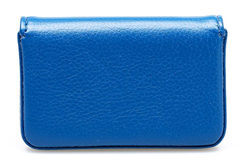 Image of RFID Blocking Wallet - Minimalist Leather Business Credit Card Holder with Magnetic, Blue, Small